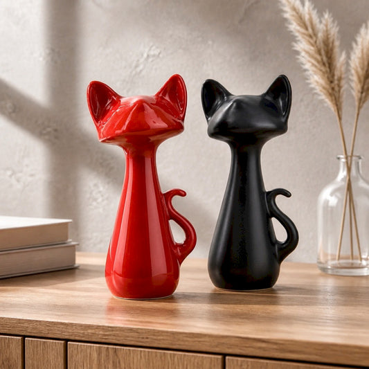 CHAT ROUGE NOIIR ASS FELIX CERAM 27CM